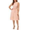 thumbnail image 1 of Allegra K Women's Split Neck Printed Sleeveless Casual Dress XS Light Pink, 1 of 8