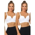 thumbnail image 1 of NOMADIC NOOK Women's Sports Bra Medium Impact Workout Wireless Padded Deep V Neck Fitness Bras 2 Packs, 1 of 4