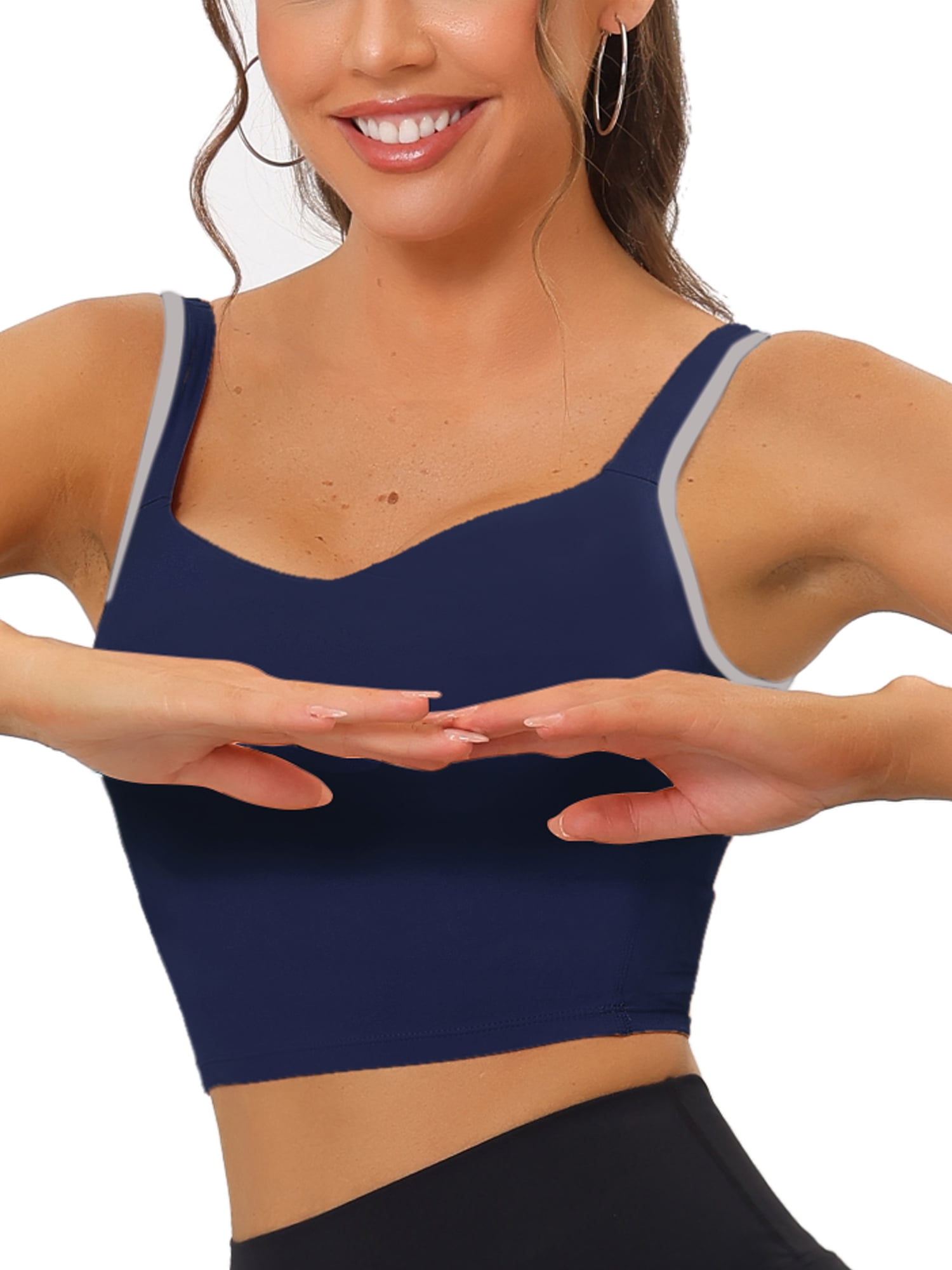 Allegra K Women's Sports Bra Padded Medium Support Bras Workout Yoga Tank  Top