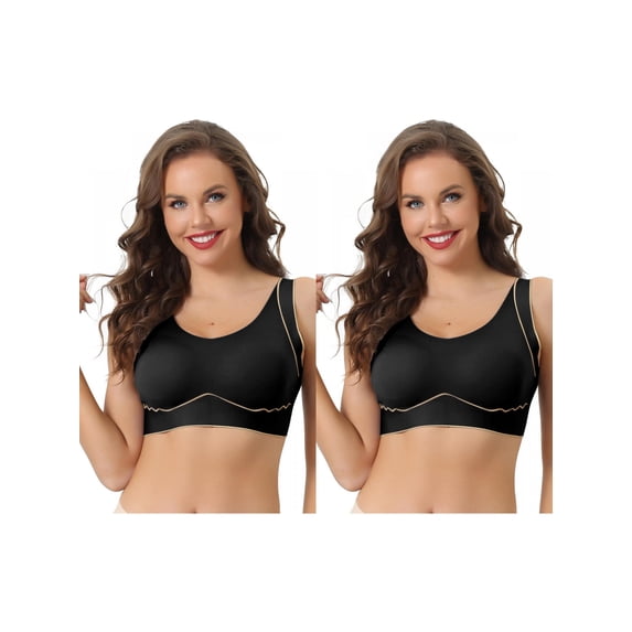 NOMADIC NOOK Women's Sports Bra Push Up Workout Non-Marking Comfort Sleeveless Bralette 2 Packs