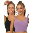 thumbnail image 1 of NOMADIC NOOK Women's Sports Bra Workout Fitness Longline Wireless Padded Yoga Tank Tops 2 Packs, 1 of 4