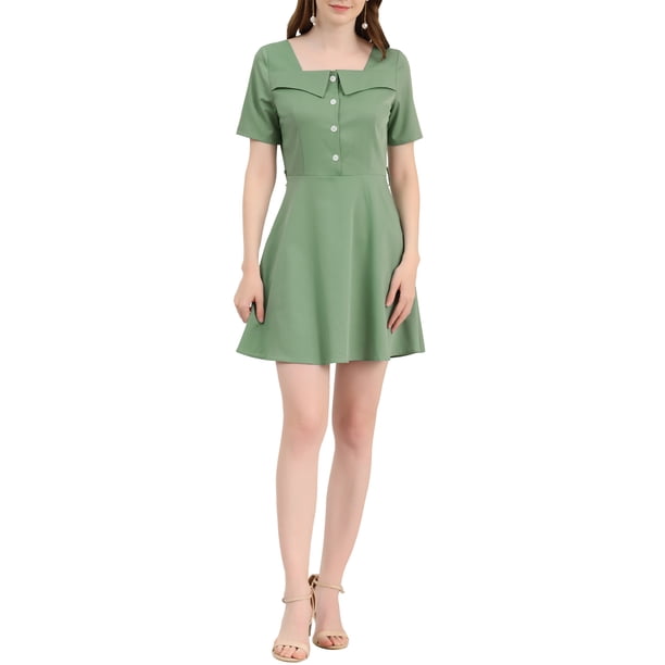 square neck mini dress short sleeve Powder Blue Square Neck Cap Sleeve Mini Dress