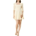 thumbnail image 1 of Allegra K Women's Square Neck Lace Puff Sleeve Dress, 1 of 6