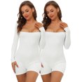 thumbnail image 1 of NOMADIC NOOK Women's Square Neck Shapewear Tummy Control Slimming Long Sleeve Full Bodysuit 2 Packs, 1 of 5