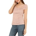 thumbnail image 1 of Allegra K Women's Square Neckline Cap Sleeve Floral Lace Top Blouse, 1 of 6