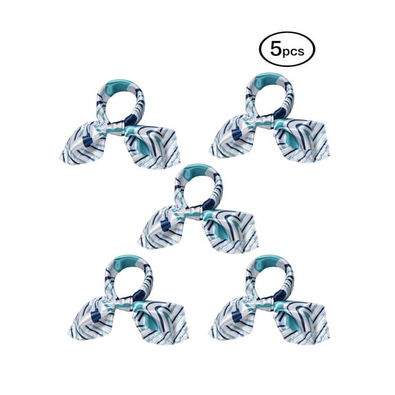 5Pcs Women Square Scarf Scarves Leopard Printed Striped Polka Dots Pattern Kerchief Neckerchief 5pcs-50x50cm Blue White Novelty