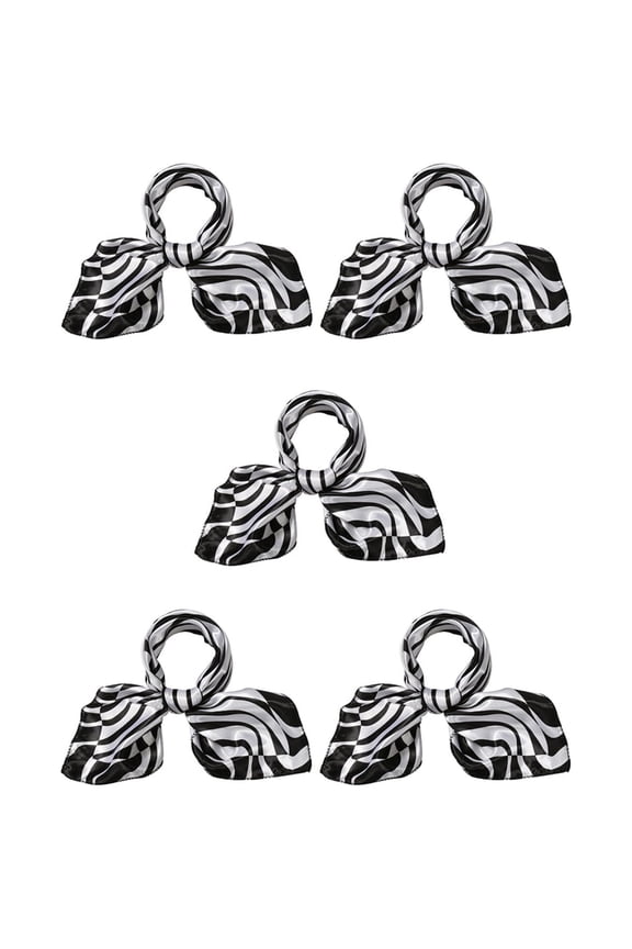 5 Pcs Women's Scarves Retro Striped Square Lightweight Kerchief Neckerchief 5pcs-50x50cm Black White Zebra