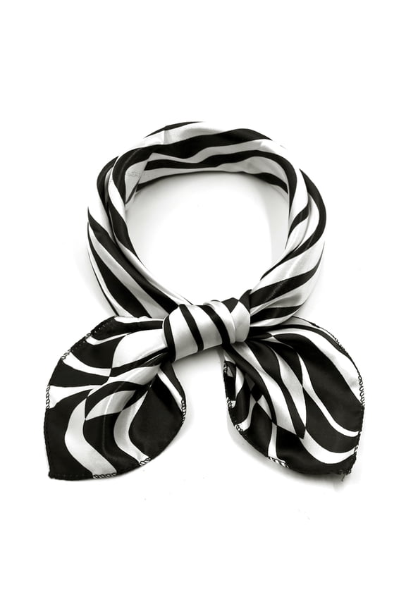 Women's Square Shaped Scarf Contrast Color Printed Scarves Kerchief Neckerchief Black White Zebra Pattern 19.69x19.69"