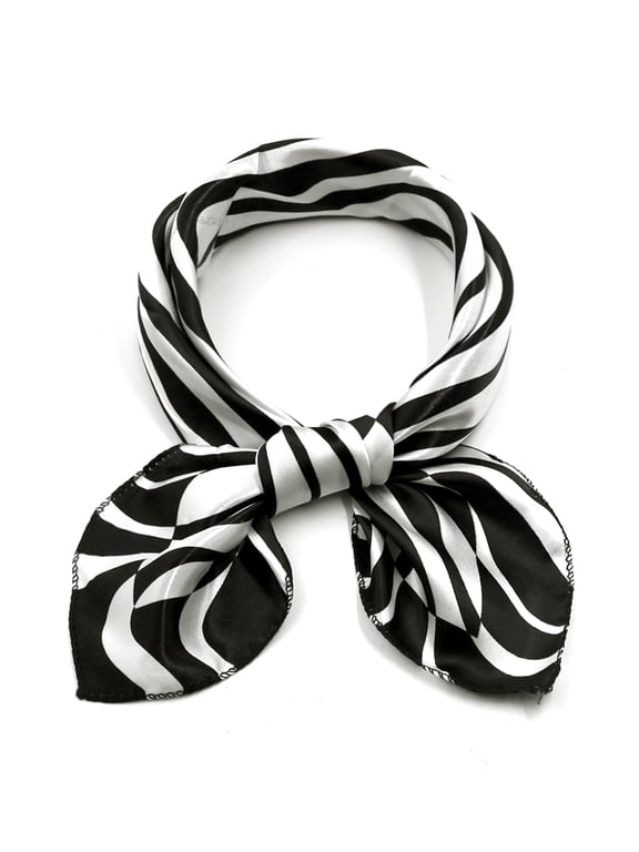 Women's Halloween Square Shaped Scarf Contrast Color Printed Scarves Kerchief Neckerchief Black White Zebra Pattern 19.69x19.69"