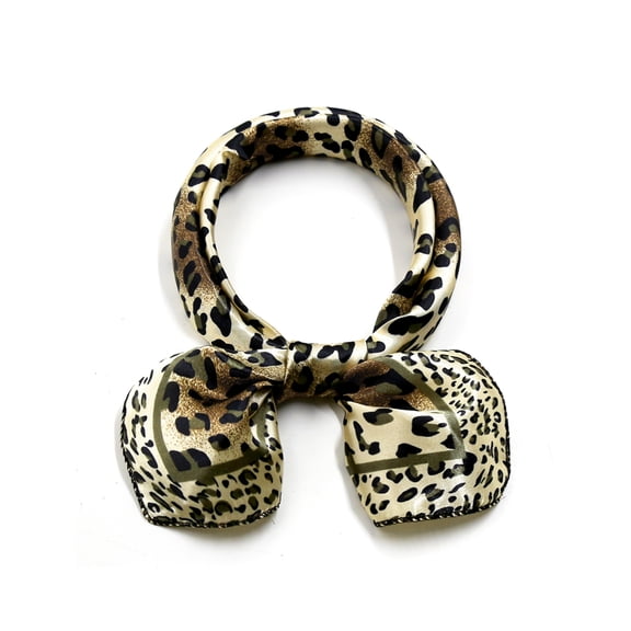 INSPIRE CHIC Women's Back to School Square Shaped Scarf Contrast Color Printed Scarves Kerchief Neckerchief Gold Leopard 19.69x19.69"