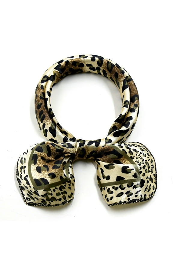 Women's Square Shaped Scarf Contrast Color Printed Scarves Kerchief Neckerchief Gold Leopard 19.69x19.69"