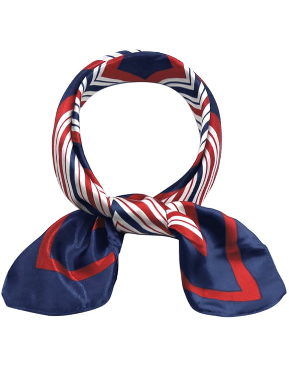 Women's Square Shaped Scarf Contrast Color Printed Scarves Kerchief Neckerchief Red Blue Geometric 19.69x19.69"