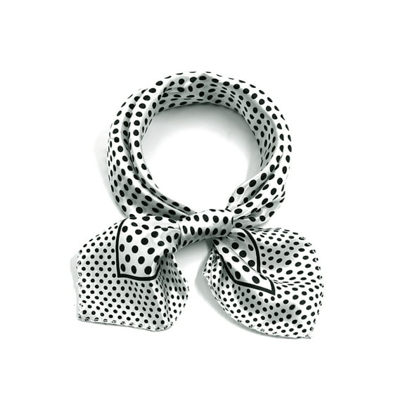 INSPIRE CHIC Women's Square Shaped Scarf Contrast Color Printed Scarves Kerchief Neckerchief White Black Dots 19.69x19.69"
