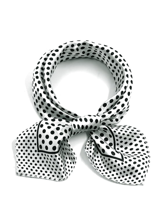 Women's Halloween Square Shaped Scarf Contrast Color Printed Scarves Kerchief Neckerchief White Black Dots 19.69x19.69"