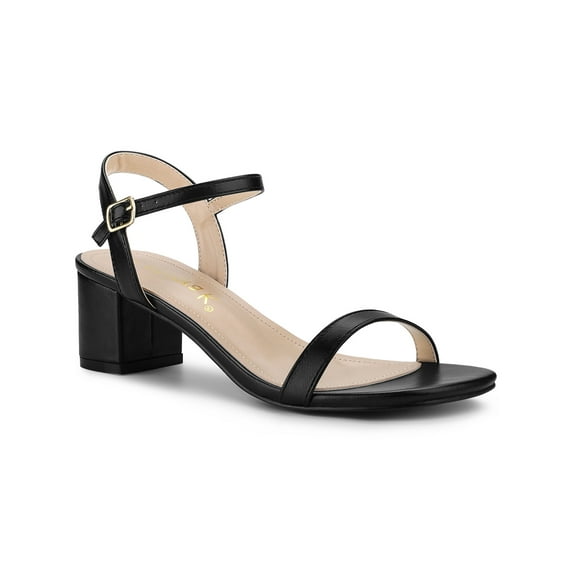 BLISSFUL STEP Women's Square Toe Ankle Strap Block Heel Sandals
