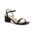 thumbnail image 1 of BLISSFUL STEP Women's Square Toe Ankle Strap Block Heel Sandals, 1 of 8