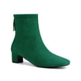 thumbnail image 1 of BLISSFUL STEP Women's Ankle Boots Faux Suede Low Chunky Heel Square Toe Back Zip Boots Green 8.5, 1 of 8