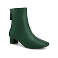 thumbnail image 1 of BLISSFUL STEP Women's Ankle Boots Faux Leather Square Toe Block Heel Zip Up Booties Dark Green 7, 1 of 7