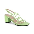 thumbnail image 1 of BLISSFUL STEP Women's Square Toe Knots Ankle Strap Block Heels Sandals Lime Lime Green 9.5, 1 of 7