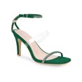 thumbnail image 1 of BLISSFUL STEP Women's Square Toe Rhines Adjustable Ankle Strap Stiletto Heels Sandal Green 9, 1 of 6