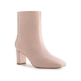 thumbnail image 1 of BLISSFUL STEP Women's Square Toe Side Zip Block Heels Ankle Boots Nude 9, 1 of 7