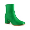 thumbnail image 1 of BLISSFUL STEP Women's Ankle Boots Square Toe Block Heel Side Zip Faux Leather Booties Grass Green 7.5, 1 of 7