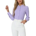 thumbnail image 1 of INSPIRE CHIC Women's Stand Collar Button Down Long Sleeve Shirts, 1 of 4