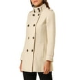 thumbnail image 1 of INSPIRE CHIC Women's Stand Collar Double Breasted Mid Length Winter Trenchcoat XS Beige, 1 of 8