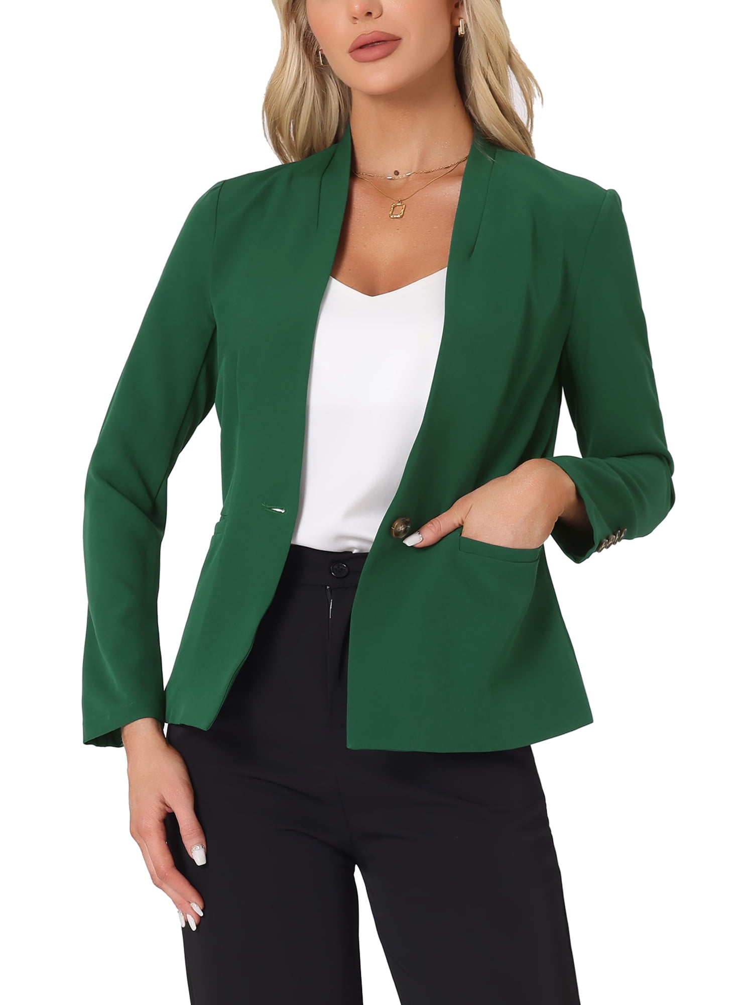 Collared Neck Long Sleeve Blazer main image 1
