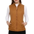 thumbnail image 1 of INSPIRE CHIC Women's Outerwear Vests Stand Collar Padded Gilet Zip Vest 2XL Saddle Brown, 1 of 7