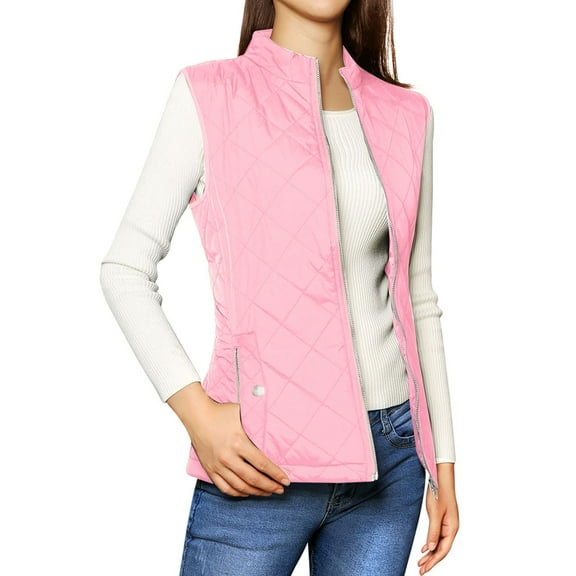 INSPIRE CHIC Women's Outerwear Vests Stand Collar Padded Gilet Zip Vest S Pink