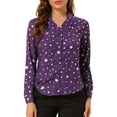 thumbnail image 1 of Allegra K Women's Stand Collar Long Sleeve Metallic Stars Shirt, 1 of 7