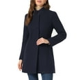 thumbnail image 1 of INSPIRE CHIC Women's Coat Mid Length Stand Collar Single Breasted Winter Outerwear Overcoat Navy Blue L, 1 of 7