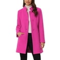 thumbnail image 1 of INSPIRE CHIC Women's Coat Mid Length Stand Collar Single Breasted Winter Outerwear Overcoat M Hot Pink, 1 of 7
