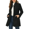 thumbnail image 1 of INSPIRE CHIC Women's Coat Mid Length Stand Collar Single Breasted Winter Outerwear Overcoat XL Black, 1 of 7