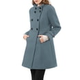 thumbnail image 1 of INSPIRE CHIC Women's Coat Double Breasted Midi Length Stand Collar Long Sleeve Coat M Oxford Blue, 1 of 9