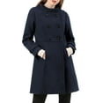 thumbnail image 1 of INSPIRE CHIC Women's Coat Double Breasted Midi Length Stand Collar Long Sleeve Coat 2XL Blue, 1 of 8