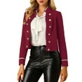 thumbnail image 1 of INSPIRE CHIC Women's Vintage Steampunk Jacket 1960s Open Front Button Decor Casual Jacket L Burgundy, 1 of 8
