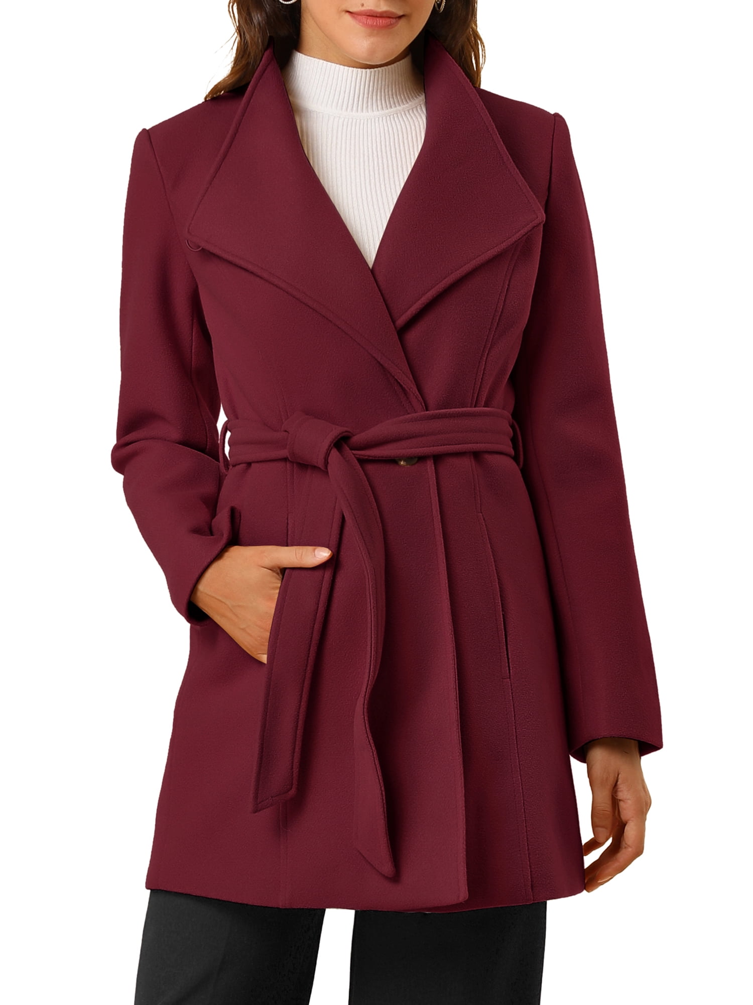 Drytaa short cheap belted wrap coat