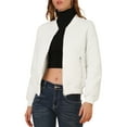 thumbnail image 1 of INSPIRE CHIC Women's Stand Collar Zip Up Raglan Sleeves Bomber Quilted Jacket XL White, 1 of 7