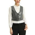thumbnail image 1 of Allegra K Women's Halloween CostumesSteampunk Waistcoat Sleeveless PU Faux Leather Suit Vest, 1 of 5