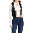 thumbnail image 1 of Allegra K Women's Steampunk Waistcoat Sleeveless PU Faux Leather Suit Vest, 1 of 6