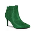 thumbnail image 1 of BLISSFUL STEP Women's Stiletto Heels Glitter Pointed Toe Ankle Boots Zipper Booties Green 8, 1 of 7