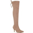 thumbnail image 1 of BLISSFUL STEP Women's Over Knee High Boots Stiletto Heels Pointed Toe Faux Suede Boots DustPink 9, 1 of 6