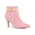 thumbnail image 1 of BLISSFUL STEP Women's Stiletto High Heels Mesh Fabric Ankle Boots Green Pink (Size 11), 1 of 7