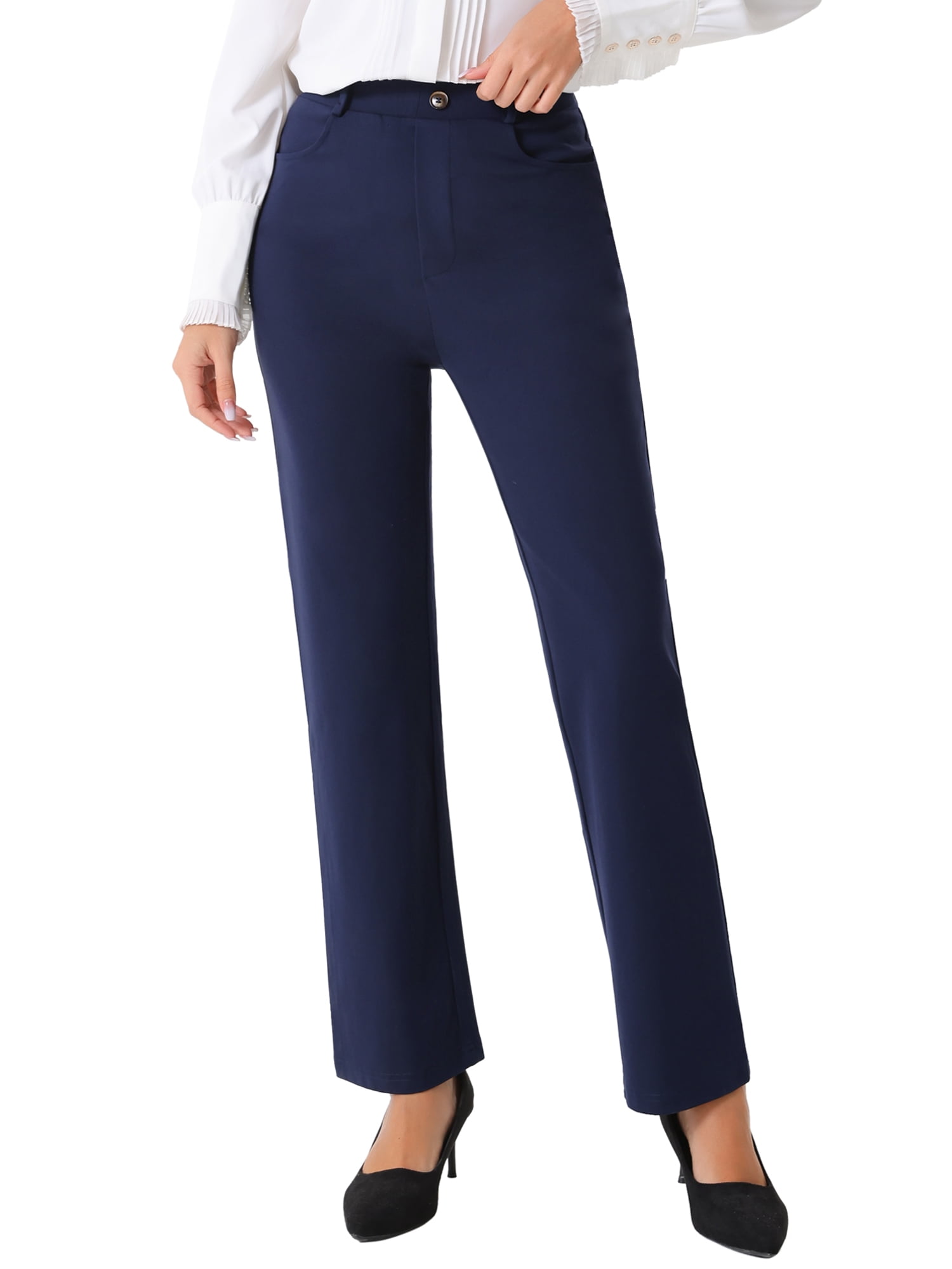 Straight Leg Work Trousers Women 2026.INSPIRE CHIC Women's Straight Leg Work Pants High Stretch Casual Pants ...