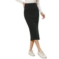 thumbnail image 1 of INSPIRE CHIC Women's Straight Skirt High Waist Midi Sweater Pencil Skirt L Black, 1 of 6