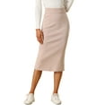 thumbnail image 1 of INSPIRE CHIC Women's Straight Skirt High Waist Midi Sweater Pencil Skirt M Apricot, 1 of 6