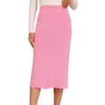thumbnail image 1 of INSPIRE CHIC Women's Straight Skirt High Waist Midi Sweater Pencil Skirt M Pink, 1 of 6