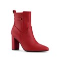 thumbnail image 1 of BLISSFUL STEP Women's Strap Decor Point Toe Block High Heels Ankle Boots, 1 of 8